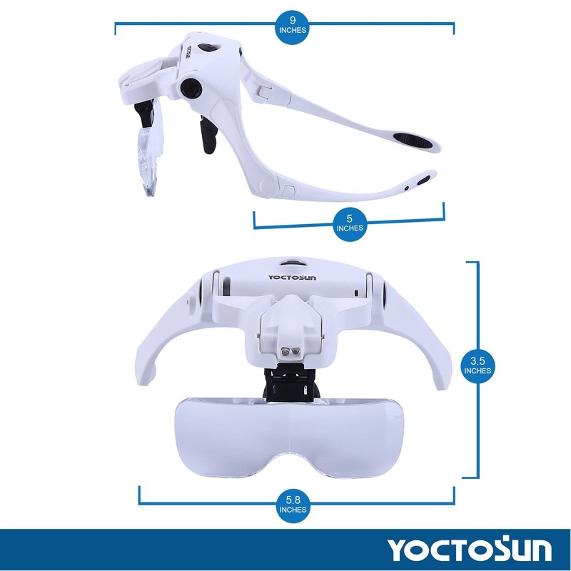 YOCTOSUN Magnifying Glasses with Light, Head Mount Magnifier with 5