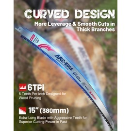 EZARC Japanese Teeth Reciprocating Saw Blade 15 Inch, Arc Edge Wood Pruning Saw Blades 6TPI for Tree Trimming, Wood Cutting, 3 Pieces