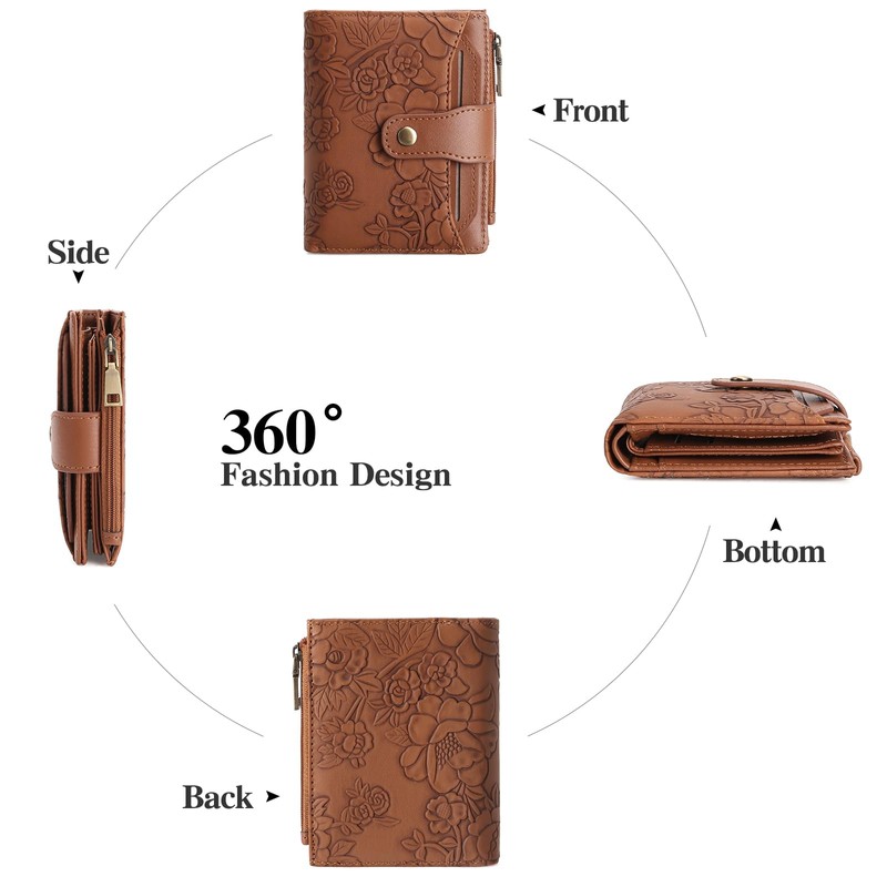 GAEKEAO Wallet for Women RFID Blocking Vegan Leather Bifold Card