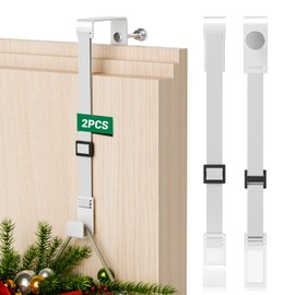 yVicv Wreath Hangers for Front Door, Door Wreath Garland Hook Metal Wreath Holder, Outdoor and Indoor, 2PCS Over Door Hanger for Wedding & Christmas Decoration (White)