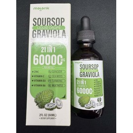 21-in-1 Soursop Graviola Liquid Drop, 2000mg Soursop Bitters Liquid with Sea Moss, Zinc, Vitamin for Cell Support & Regeneration, Immune System, Digestive & Liver Health, Strawberry Flavor-082