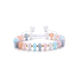 Jovivi Healing Crystal Gemstone Colorful Beads Bracelets for Womens,Natural Pink Blue Orange Stone Summer Surfer Beach Boho Beaded Bracelet Jewellery Gifts for Women Girls Ladies