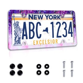 Violet Flowers Watercolor Wisteria Flowers License Plate Frame Stainless Steel Car License Plate Frame Accessory Car Plate Frame Decor for US Canada Vehicle Standard Size