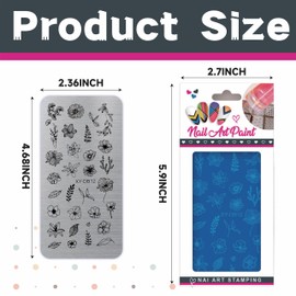 Dagslys 1 Piece Nail Art Stamping Plate Blooming Flowers Tree Leaves Fall Plants Nail Stamp Plate Reusable Metal Nail Art Template Kit for Nail Art DIY Printing Slow Drying Polish Manicure Salon Tool