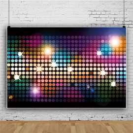 Renaiss 2.5 x 1.8 m Disco Theme Party Background Night Club Colourful Shiny Neon Photography Background Back to 80s Music Dance Party Decoration Banner Vinyl Photo Studio Props