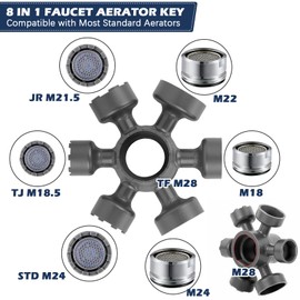 8in1 Faucet Aerator Removal Tool Kit, Heavy-duty Aerato Key for Threaded and Housed Aerateors,Fits M18, M22, M24, M28 TJ M18.5, JR M21.5, STDM24, TF M28 Sizes, Faucet Tool for Home Repair and Plumbing