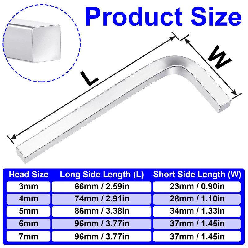 Pndeyo 5pcs Square Head Wrench Set L Shaped Square Key