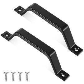 Pack of 2 Sliding Door Handles, Black Door Handles with 4 Screws, Aluminium Cabinet Door Handles, Balcony Door, Outdoor Furniture Handles, Drawer Handles, Barn Door Handles for Outdoors, Garage