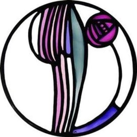 Winged Heart Presented by Celtic Glass Designs Static Window Cling in a Mackintosh Hunterian Small Mauve Rose Design