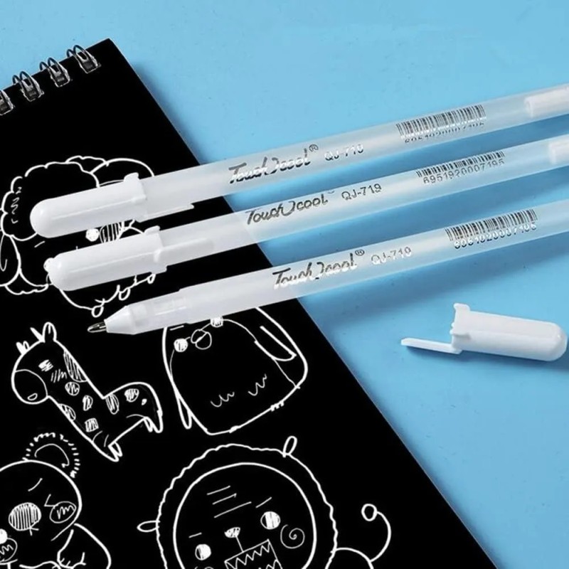 12 Plumas Bolígrafos Lapiceros De Tinta Blanca Gel 3 Colors