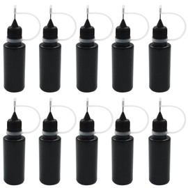 Zorfeter 10 Pcs 20ml Black Precision Tip Applicator Bottles, Metal Needle Tip Squeeze Bottle for Glue Liquid Acrylic Painting DIY Crafts Etc
