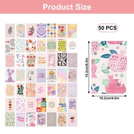 Pack of 50 Aesthetic Picture for Wall Collage 15 x 10 cm Floral Theme Aesthetic Pictures Colourful Print Wall Poster Beautiful and Delicate Room Dorm Photo Display Room Wall Decoration for Girls
