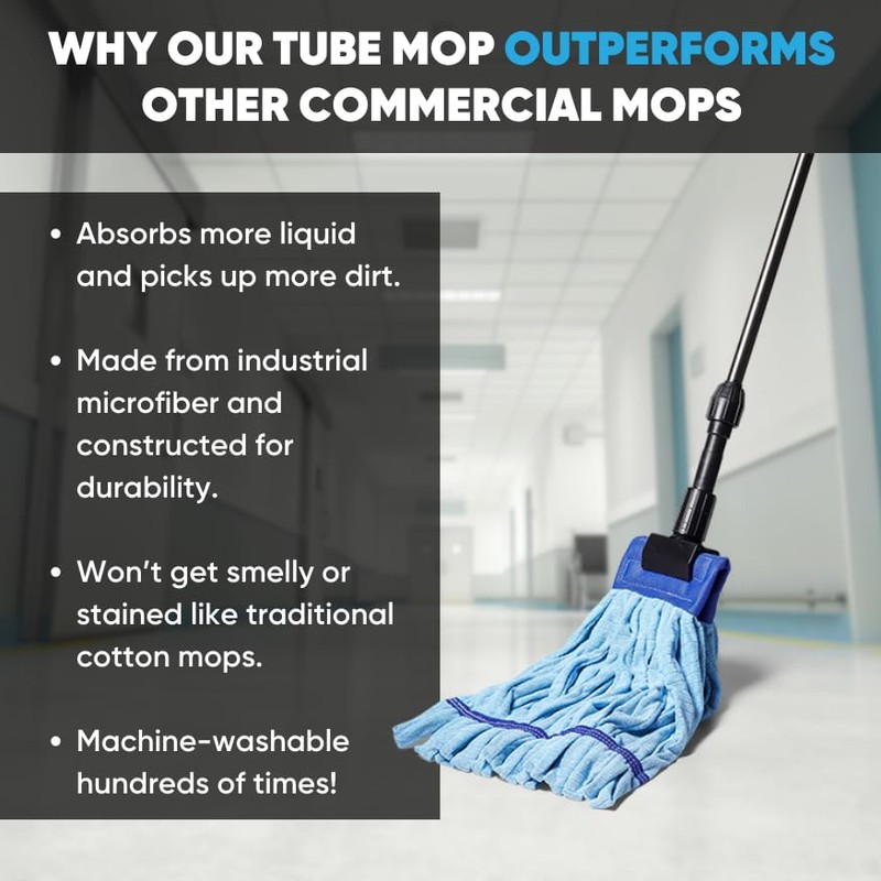 Large Microfiber Tube Mop with Stainless Steel Handle | Microfiber
