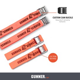 Tie-Down Strap Kit - Cam Buckle Tie-Down Straps for Dog Crate - Security Straps for Trucks - 5,100 LB Break Strength - Combination (2) 8 ft. & (2) 14 ft. (Blaze Orange)