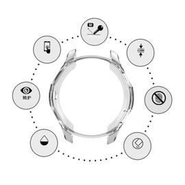 TEHAUX Watch Case Cover for Gear Shock Scratch Resistant Protective TPU Case Transparent Easy Access to Buttons Ports Sleek Design for Smartwatch Protection