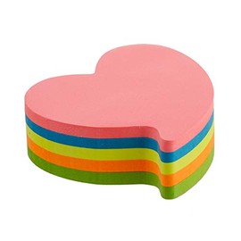 Kores Fantasy Sticky Notes Heart Shaped, 5 Neon Colours, 70 x 70 mm, 250 sheets