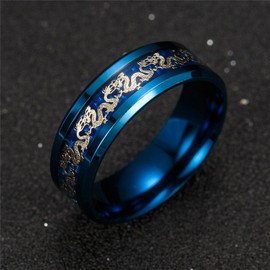 PAMTIER Blue Celtic Titanium Steel Carbide Ring 8mm Men's Women's Wedding Band Polished Comfort Fit Size S