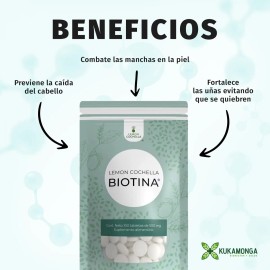 Kit biotina 100 tabletas  frasco de colgeno 60 capsulas sin sabor promueve el crecimiento del cabello fortalece uas y piel mejora la elasticidad...   