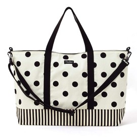 COLORFUL CANDY STYLE N0926300 PolkaDot Gusseted Lesson Bag Polka Dot Large (twill/white) x narrow stripe (twill/black)