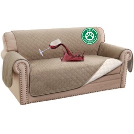 Turquoize 100% Waterproof Couch Cover Sofa Covers for 2 Cushion Couch Loveseat Covers Triple Non-Slip Couch Cover for Dogs Washable Furniture Protector Cover for Pets, Kids,Dog (Loveseat 54", Khaki)