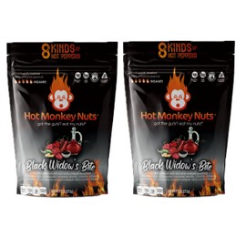 Hot Monkey Nuts - 2 Pack Roasted Spicy Peanuts with Red Wine Vinegar, Black Lava Salt, Cayenne, Ancho, Chipotle, Jalapeño, Trinidad Scorpion Pepper, Ghost Pepper, and Carolina Reaper, Hot Peanut