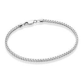 Miabella Solid 925 Sterling Silver Italian 2.5mm Franco Square Box Link Chain Bracelet for Men Women, Made in Italy (Length 7.5 Inches)