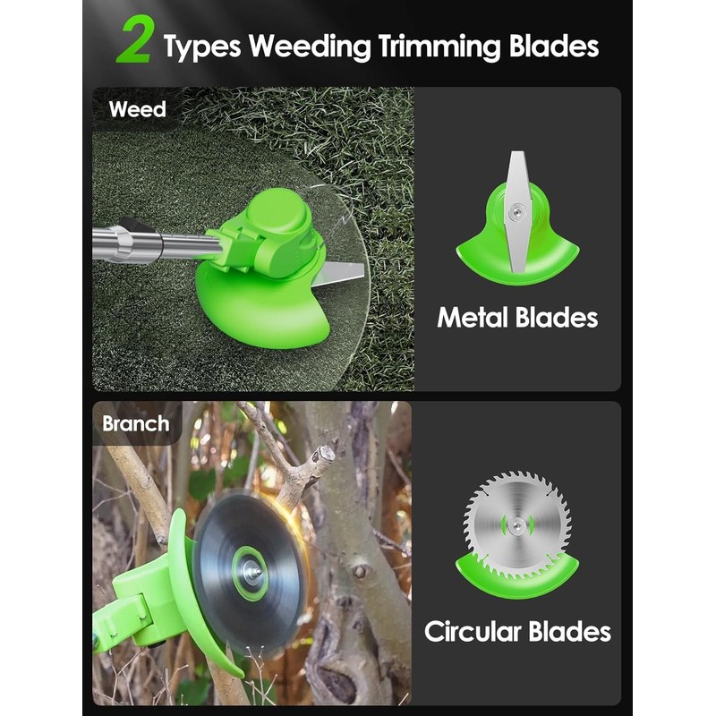 Cordless Weed Wacker, 3-in-1 stringless Weed Wacker, Foldable 2.0Ah Battery