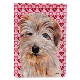 Caroline's Treasures SC9712GF Norfolk Terrier Hearts and Love Garden Flag Mailbox Flag Decorative Yard Flag Banner Outside Patio Artwork Yard Flower Beds, Garden Size, Multicolor