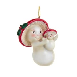 The Bridge Collection 2.8" Mom & Baby Red Mushroom Ornament - Adorable Mushroom Family Christmas Keepsake Ornament with Parent & Child