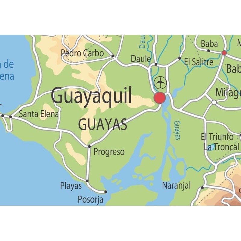 Ecuadore Physical Map - 23.3 x 16.5 Inches - Paper