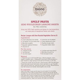 Bionia Organic Spelt Lasagne Pasta-250g