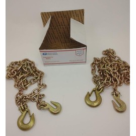 Heavy Equipment Flatbed Binder Chains with Clevis Grab or Slip Hooks (Clevis Slip Hook w/Safety Latch & Grab Hook, 3/8" Grade 70 @ 10ft ea)