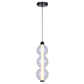 Desert Coast Maverick LED Pendant Light – Modern Black Matte Finish, Clear Glass Globe Shade, Adjustable Rod, Dimmable, 3CCT Switch 3000K 4000K 5000K, 10W Integrated LED