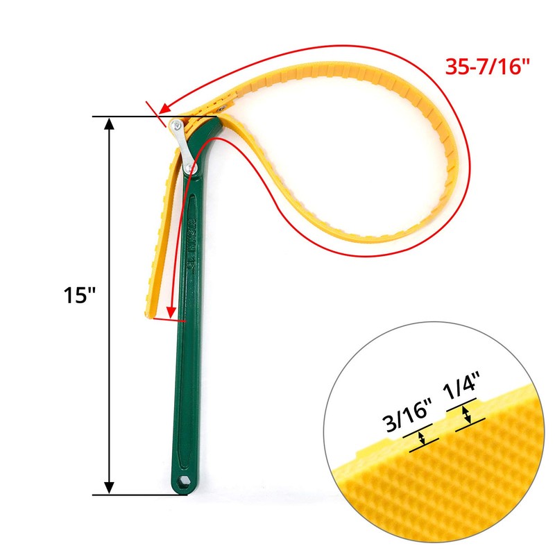 QWORK 15" Belt Strap Wrench, Multi-Purpose Adjustable Strap Oil Filter