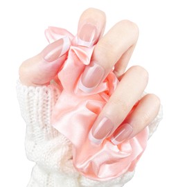 Press On Nails Soft Gel Press On Nails Short with Nail Glue 15 Sizes Women Girls 30pcs-Pink