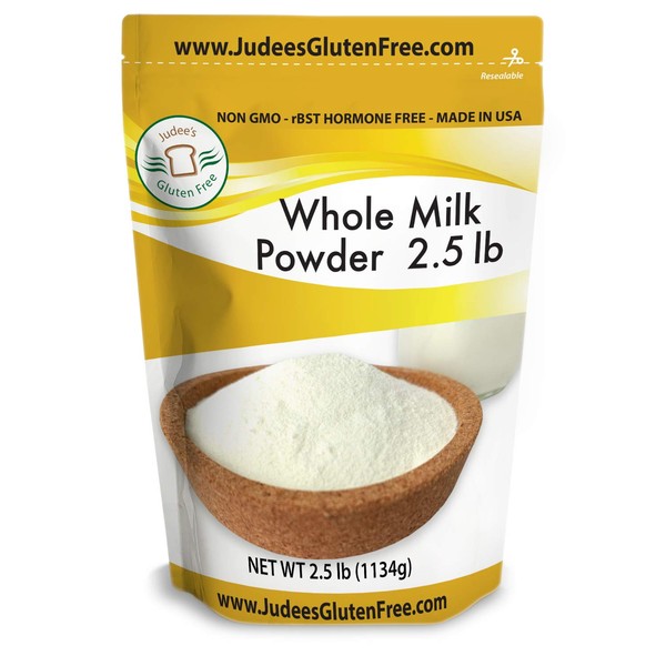 Judee's Whole Milk Powder (40 oz-2.5 lb): NonGMO, rBST Hormone Free, USA Made, Pantry Staple - Baking Ready, Great for Travel
