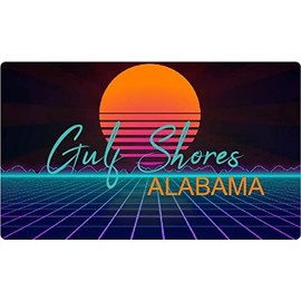Gulf Shores Alabama 2 X 1.25-Inch Vinyl Decal Stiker Retro Neon Design