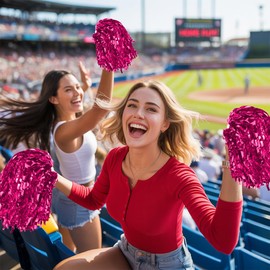 LAOTIDui Cheer Hair Bow and Pom Poms Cheerleading, Cheerleader Pom Poms, Spirit Sticks Cheerleading for Basketball Football Team, Cheerleading Accessories for Girls Dance 40 Grams Weight Each