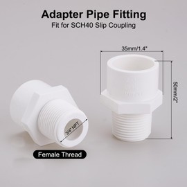 QUARKZMAN Pack of 10 3/4 Inch PVC Sleeve Adapter Pipe Fitting Suitable for SCH40 Slip Coupling Male to Male Thread Pipe Coupling Connector with Sealing Tape, Socket x NPT Male, White