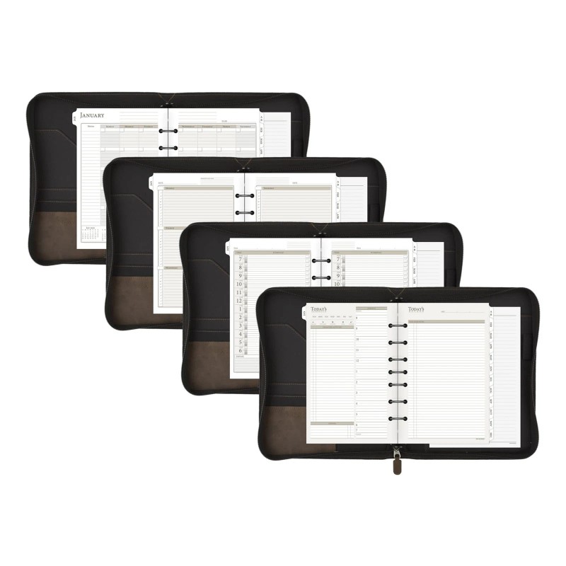 AT-A-GLANCE Desk Size Brown Planner Flexible Starter Set Undated Monthly