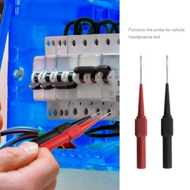 YINETTECH 10pcs Multimeter Test Probes Testing Lead Extention Sharp Needle Tips Micro 0.7mm Pin 4mm Female Banana Socket for Automotive Electric Testing Black and Red
