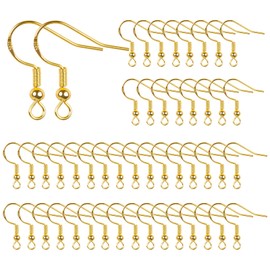 14K Gold Earring Hooks 50 PCS - Earring Hooks for Jewelry Making - Hypoallergenic Earring Hooks, Ear Wires Fish Hooks, Earring Findings, Earring Hardware, Earring Making Supplies for DIY Earrings