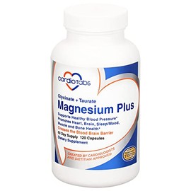 Cardiotabs Magnesium Plus 200 mg de glicinato de magnesio y taurato de magnesio para mejorar la presión arterial, el corazón, el cerebro, el sueño y  