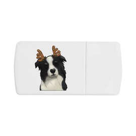 'Christmas Border Collie' Pill Box with Tablet Splitter (PI00028071)