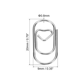 MECCANIXITY Paper Clip Heart-Shaped Cute Decorative Fun Clips Bookmarks 0.8 Inch Silver Tone for Organize Office Home, Pack of 100