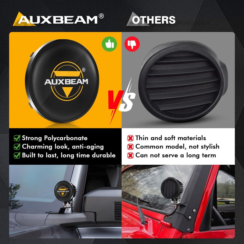 Auxbeam C4 Series 4 Inch Black Protective Light Covers, Round