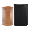 Pearwood Beard Comb, Wooden Beard Comb for Men with Leather