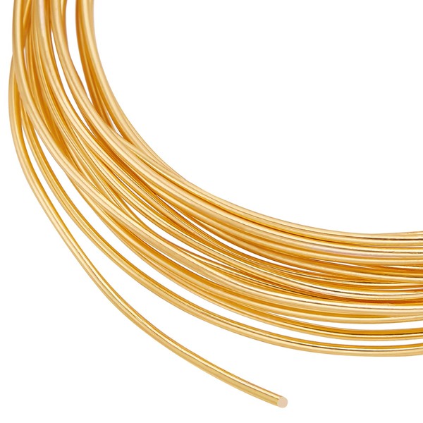 BENECREAT 1.2 mm 18K Gold Plated Jewellery Making Brass Wire, 3 m Tarnish Resistant Brass Craft Wire for Jewellery Making and Crafting, Gold