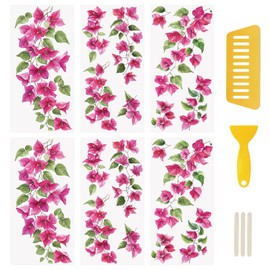 WANDIC 6 Sheets Rub On Stickers, Rose Red Flower Themed Decoration Transfer Stickers DIY Waterproof Stickers for DIY Craft Home Decoration 15x30cm