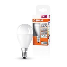 OSRAM LED Star Classic P60 LED Bulb for E14 Socket, Teardrop Shape, Matte Look, 806 Lumens, Daylight White (6500K), Replacement for Conventional 60W Bulbs, Non-Dimmable, Pack of 1